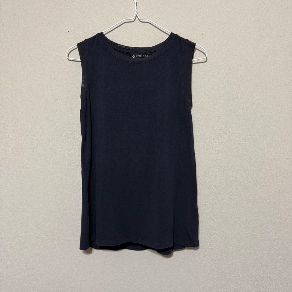 Athleta Mesh‎ Trim Navy Tank Top Women's Small